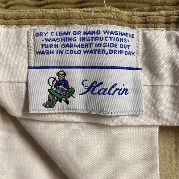 Vintage Halrin Corduroy Pants Golfer Embroidered Tan Cotton Needlepoint Red - Picture 6 of 10